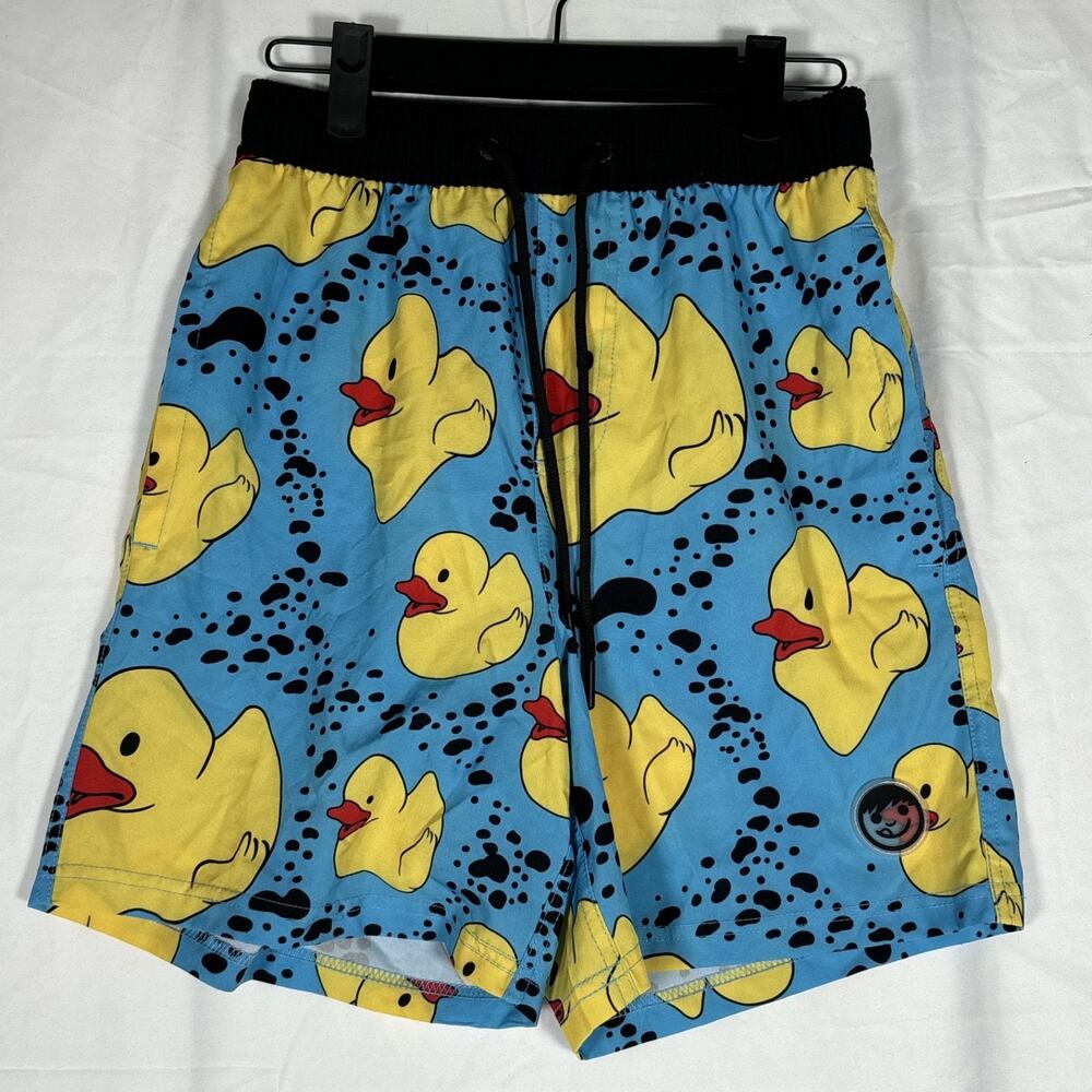 Men's NEFF Blue‎ Rubber Ducky Swimming Trunks Shorts Size Small